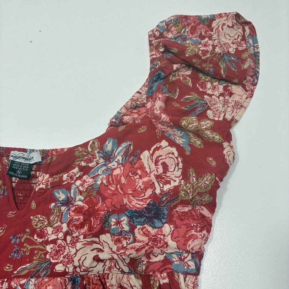 Magnolia Boutique Floral Babydoll Top Womens‎ Medium Red Boho v-neck  Casual - Picture 6 of 12